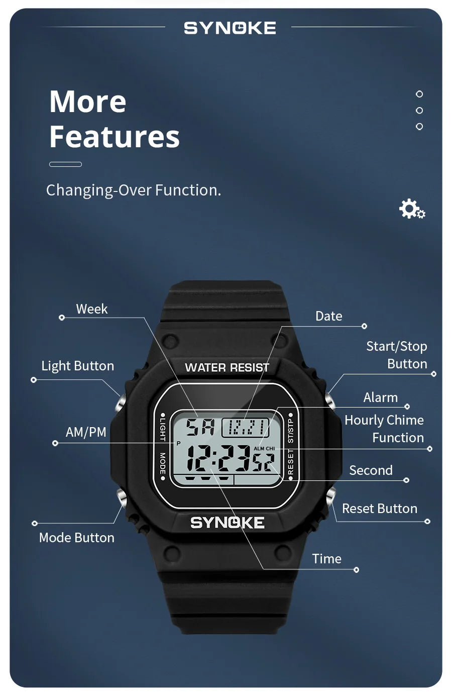 SYNOKE Outdoor Military Digital Watch for Men Waterproof Luminous Sports Timepiece - Smarsty