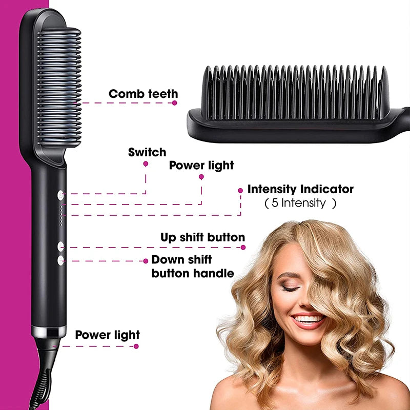 Professional Beard Straightener Comb with Anti-Scald Feature - Smarsty