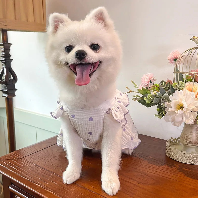 Summer Dog Cooling Dress with Cute Heart Print - Smarsty