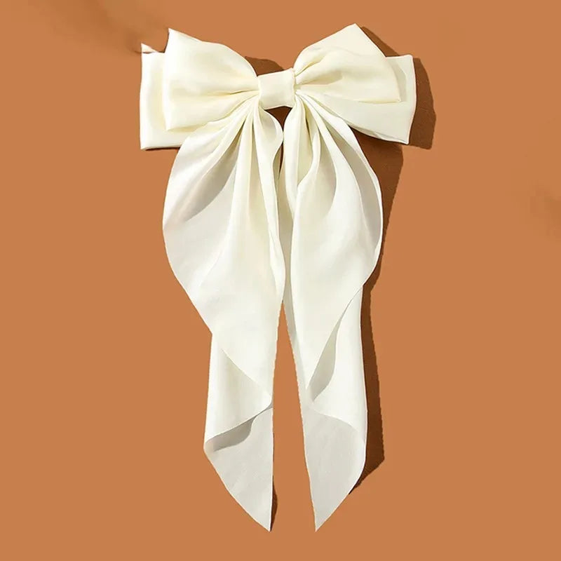 Korean Satin Hair Clips with Big Bowknot for Women - Smarsty