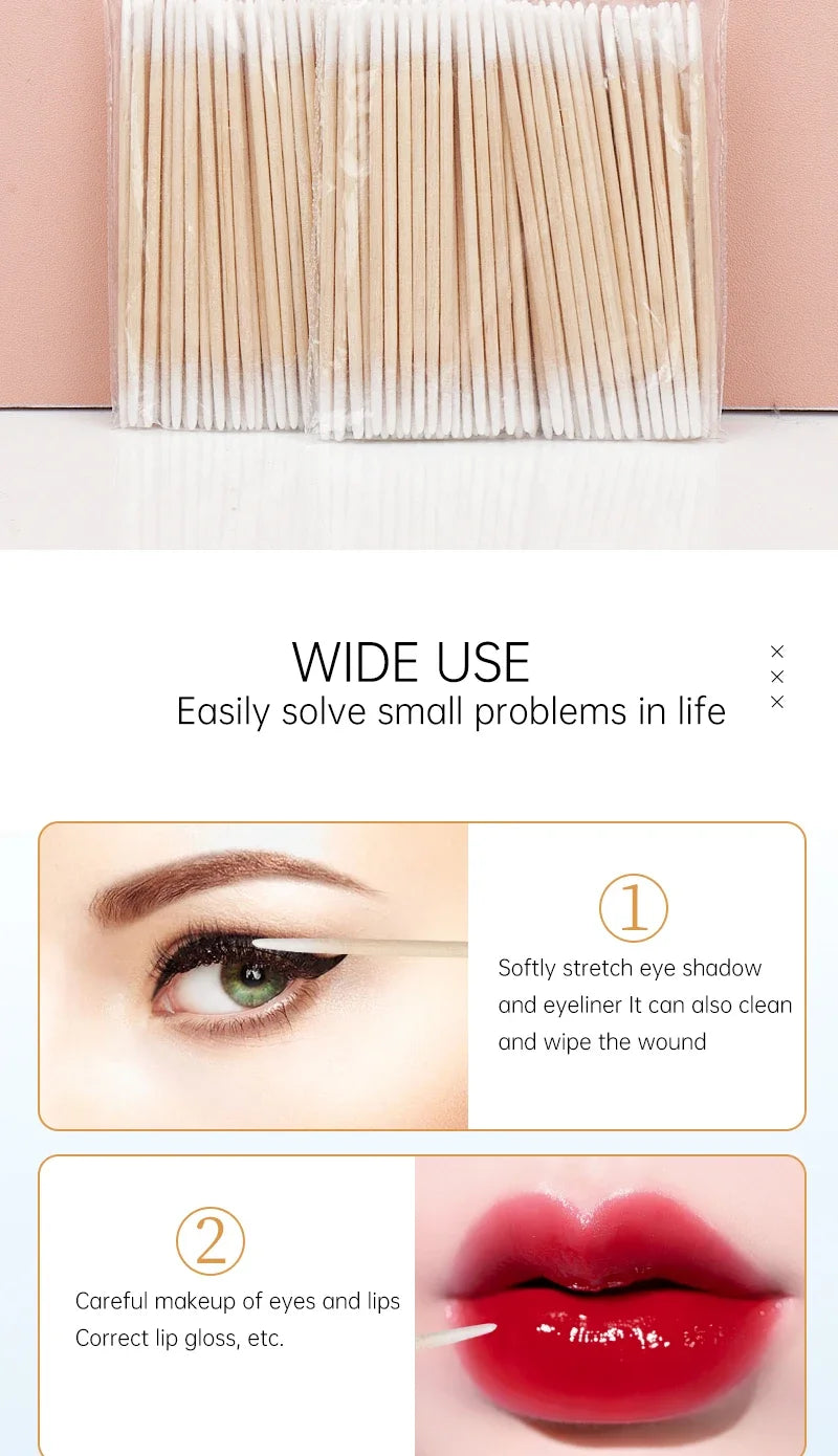 Disposable Wood Cotton Swabs for Eyelash Extensions - Smarsty
