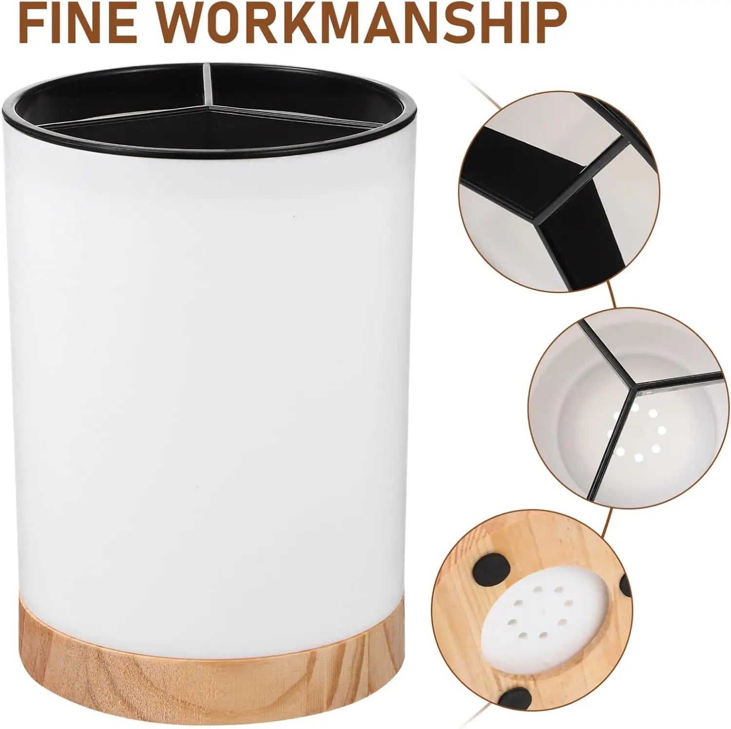 Kitchen Utensil Holder Countertop Multifunction Silverware Organizer Spoon Chopstick Holder Cutlery Storage Drainage Compartment by Smarsty