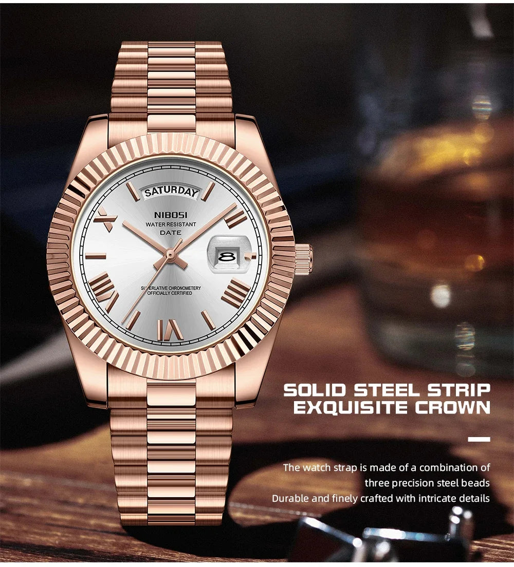 NIBOSI Luxury Stainless Steel Quartz Watch for Men - Smarsty