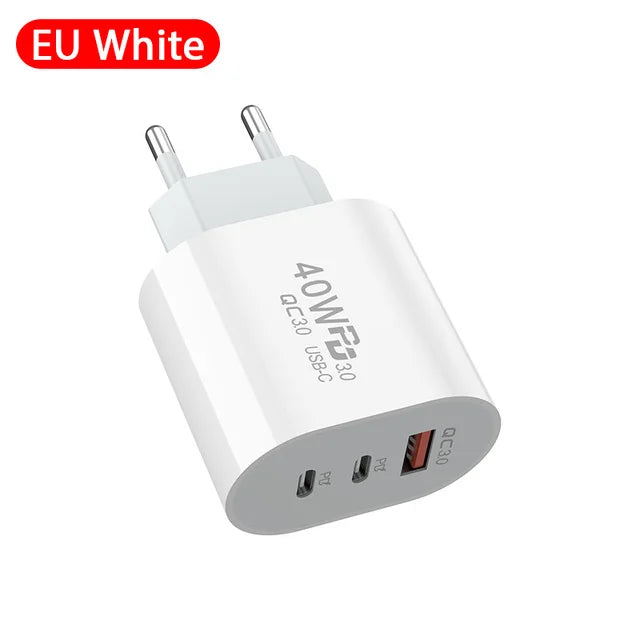 40W USB C Charger Quick Charge EU US Plug PD USB-C Type C Fast USB QC 3.0 Charger for iPhone 14 Xiaomi Samsung Macbook - Smarsty
