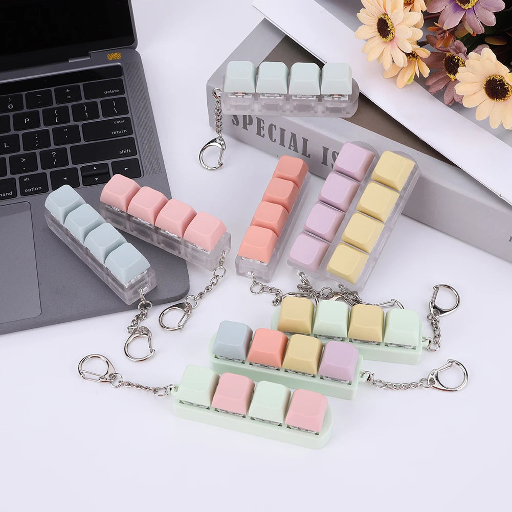 4 Keys Keyboard Keycaps Fidget Toy DIY Finger Keycaps Party Stress Relief Keyboard Caps Finger Button Fidget Decompression Toys - Smarsty