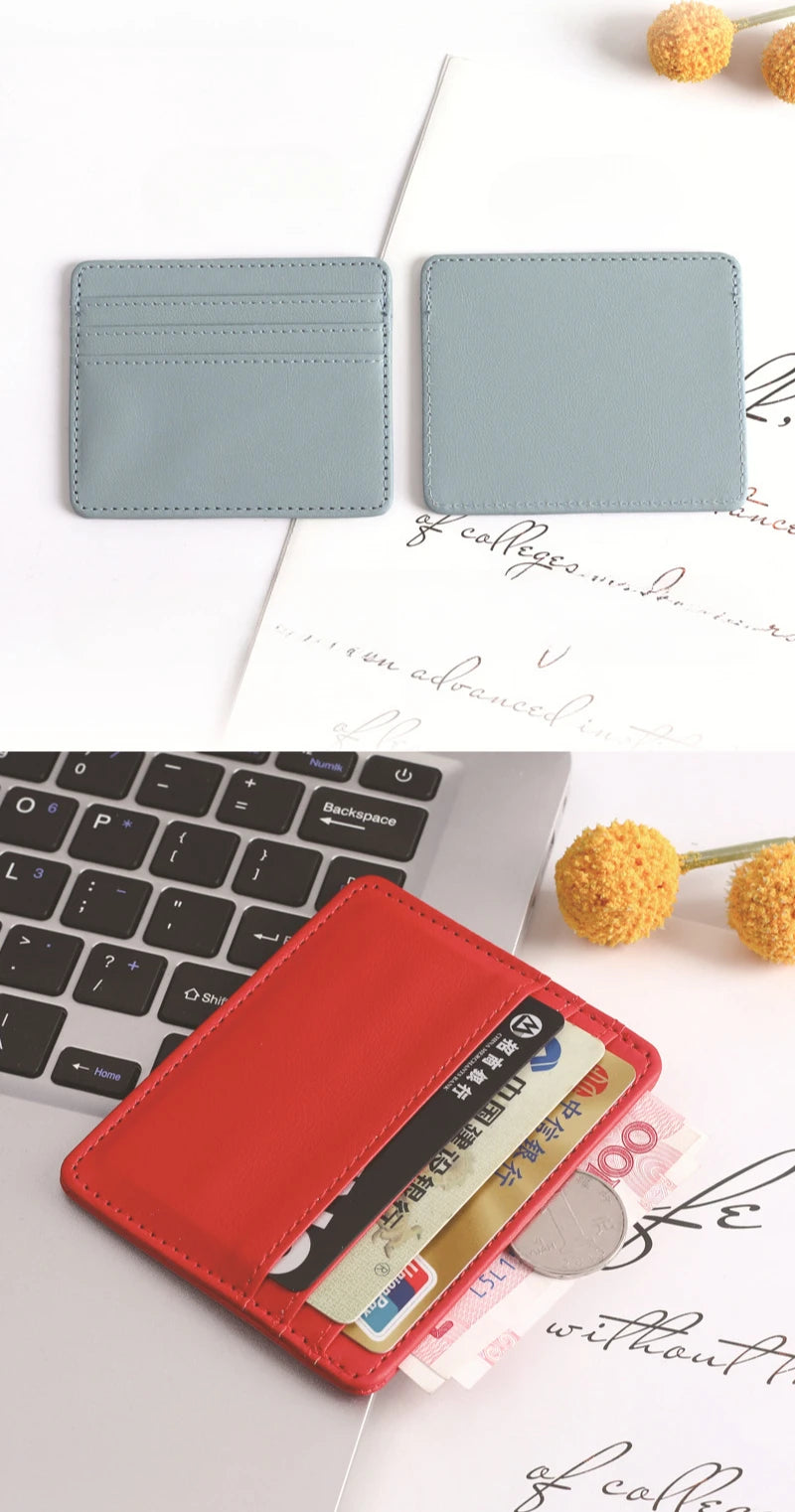 1Pc Pu Leather ID Card Holder Candy Color Bank Credit Card Box Multi Slot Slim Card Case Wallet Women Men Business Card Cover - Smarsty