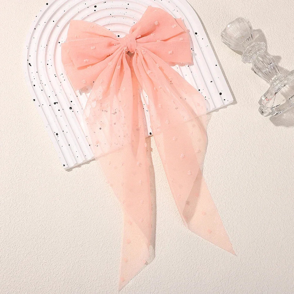 Girls Elegant Big Bow Satin Hair Clip Accessory - Smarsty