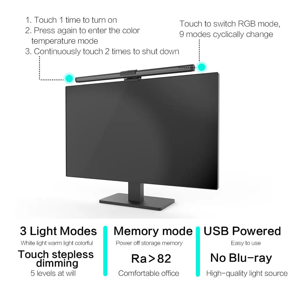 LED Monitor Light Bar with RGB Backlight and Music Sync - Smarsty
