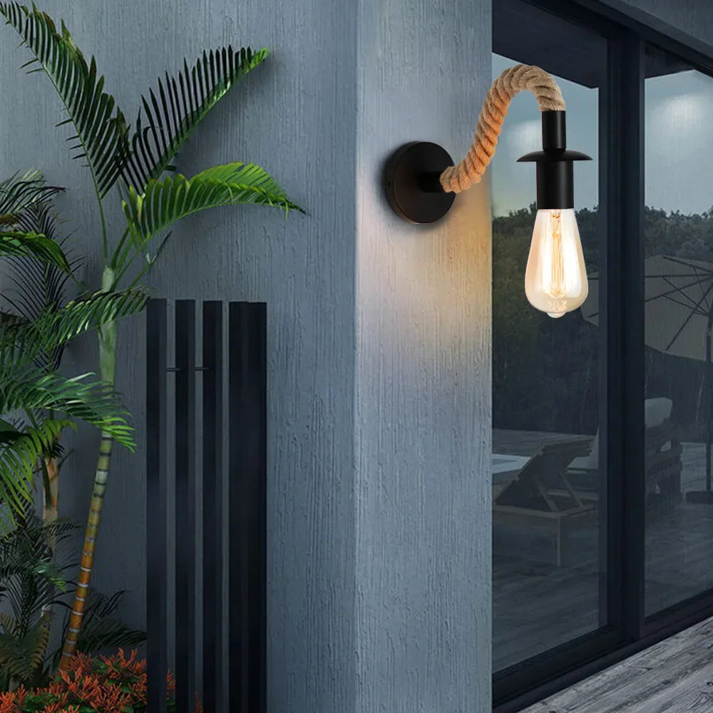 Retro Hemp Rope Wall Lamp for Stylish Indoor Lighting - Smarsty