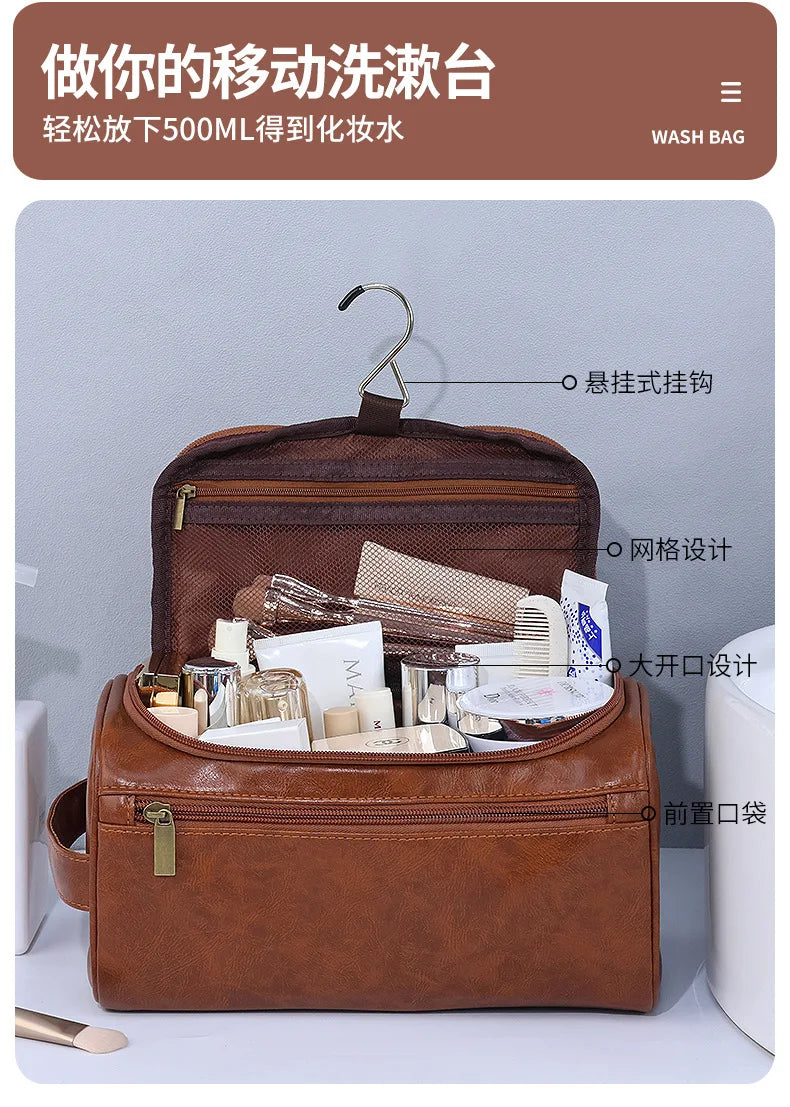 Men Luxury Toiletry Bag Travel Organizer With Hanging Hook - Smarsty