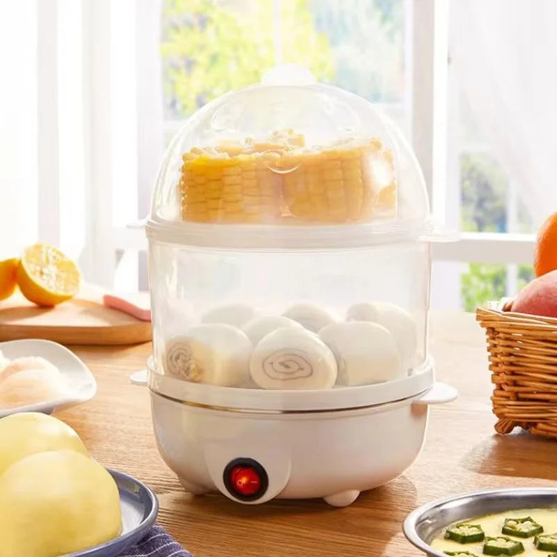 Multifunctional Double-Layer Electric Egg Cooker, Mini Steamer & Poacher for Quick Breakfast Prep