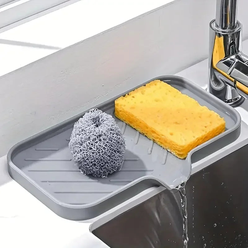 Sink Silicone Tray With drain Soap Sponge Storage Holder Countertop Sink Scrubber Brush Storage Rack Kitchen Organizer