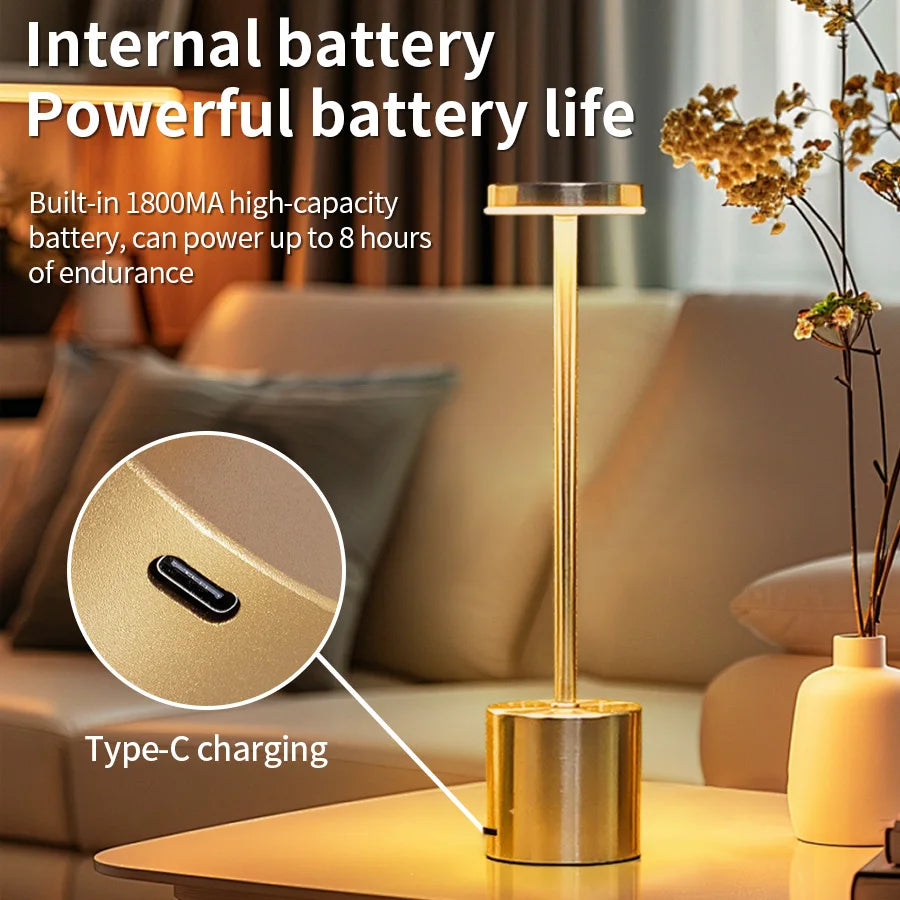 Classic Table Lamp USB Rechargeable Night Light Stepless Dimming Touch Desk Lamp 3 Colors Bedside Lamp Bar Hotel Decoration - Smarsty