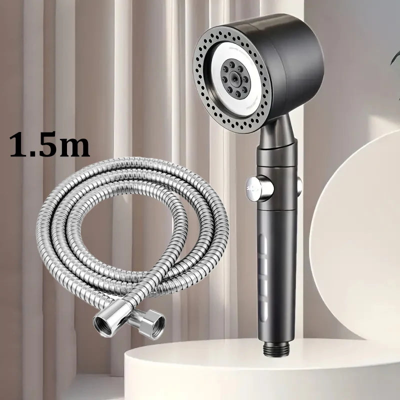 New High Pressure Water Saving Filter Shower Head 5 Modes Handheld Shower Head One Button Stop Bathroom Accessories Set - Smarsty