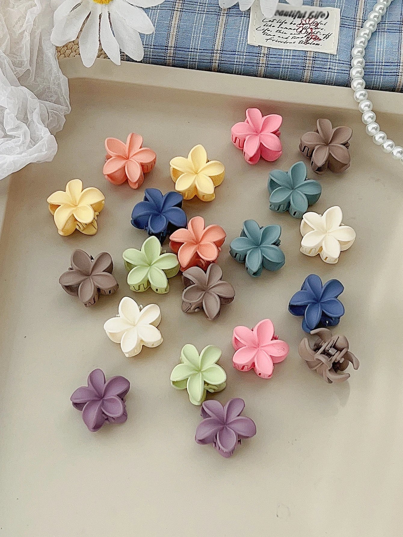 Mini Flower Hair Clips Pack Creaseless Claw Clips For Bangs - Smarsty