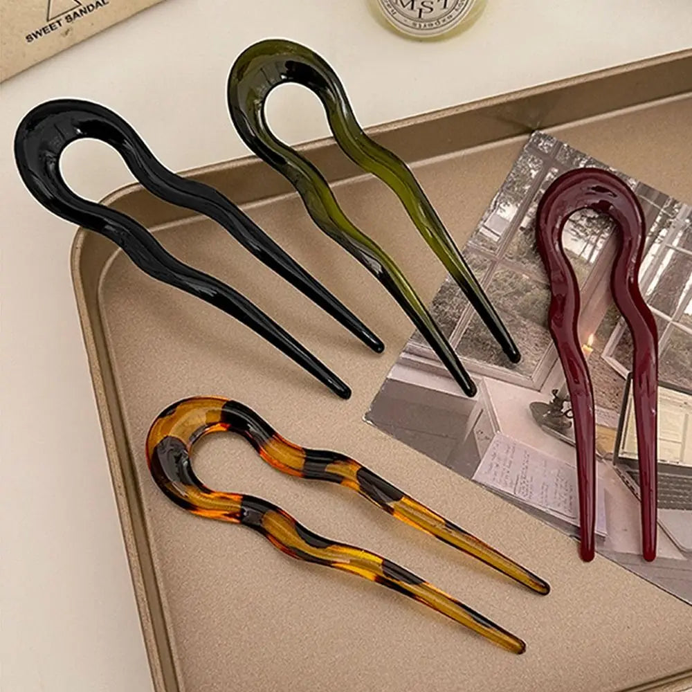 Fashion U-Shaped Tortoiseshell Hair Fork for Women - Smarsty