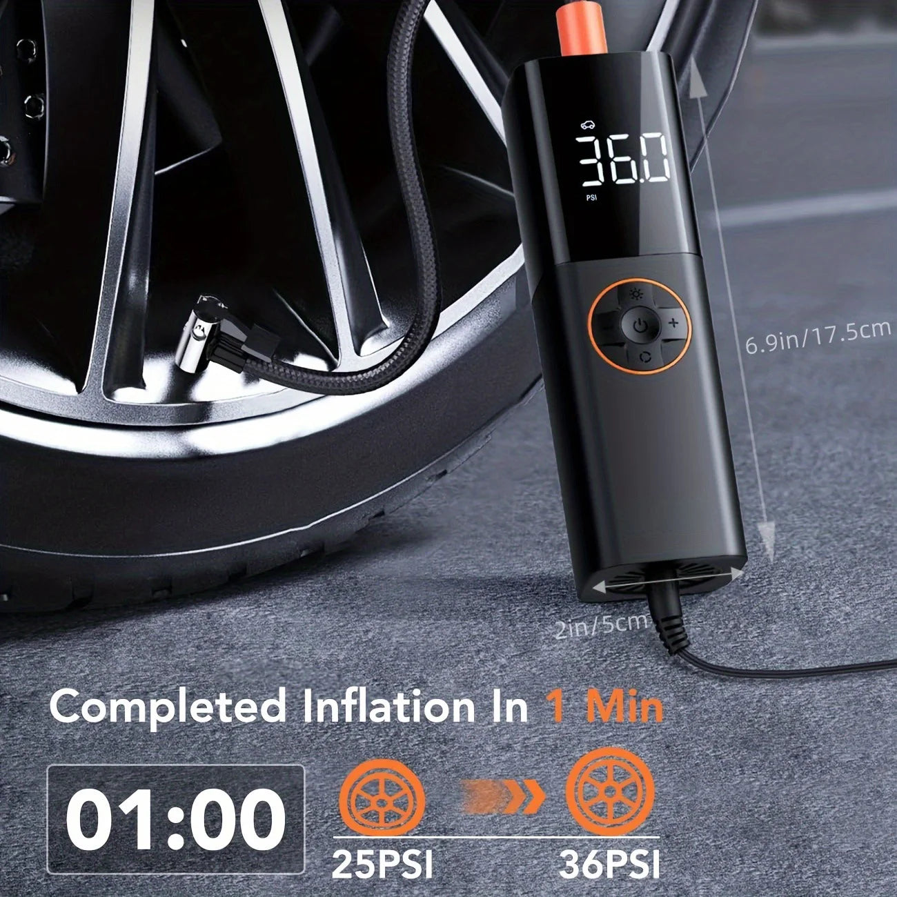 Tire Inflator Portable Air Compressor, DC 12V Small Air Pump for Car Tires, 150PSI Electric Tire Pump