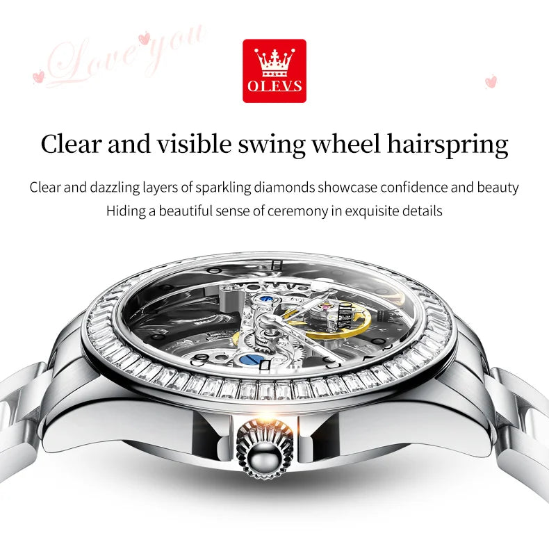 OLEVS Luxury Women's Automatic Mechanical Watch with Diamonds - Smarsty