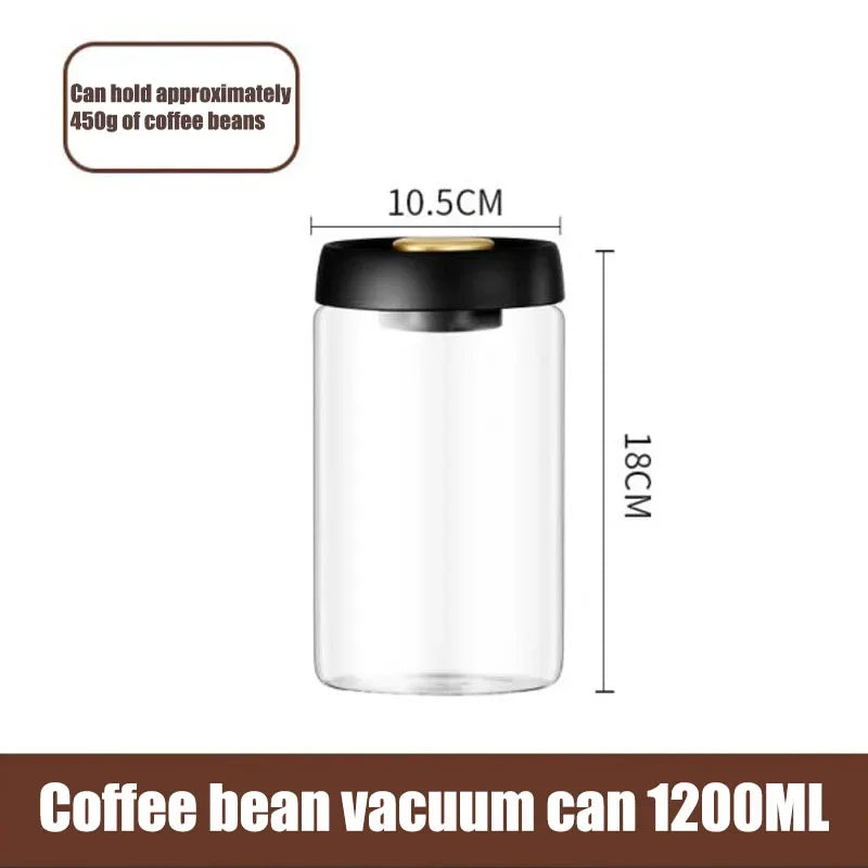 Coffee Bean Sealed Jar, Kitchen Storage, Glass Jar, Moisture-Proof, Vacuum Pressed Storage Jar, Tea, Rice, Peanut Storage by Smarsty