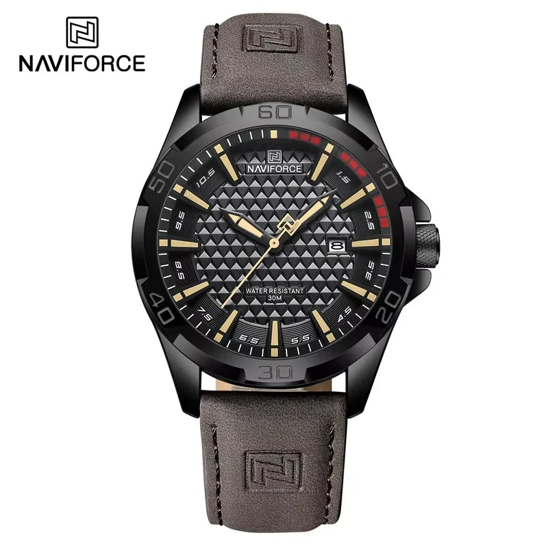 NAVIFORCE Men Fashion Waterproof Quartz Watch with Leather Strap - Smarsty