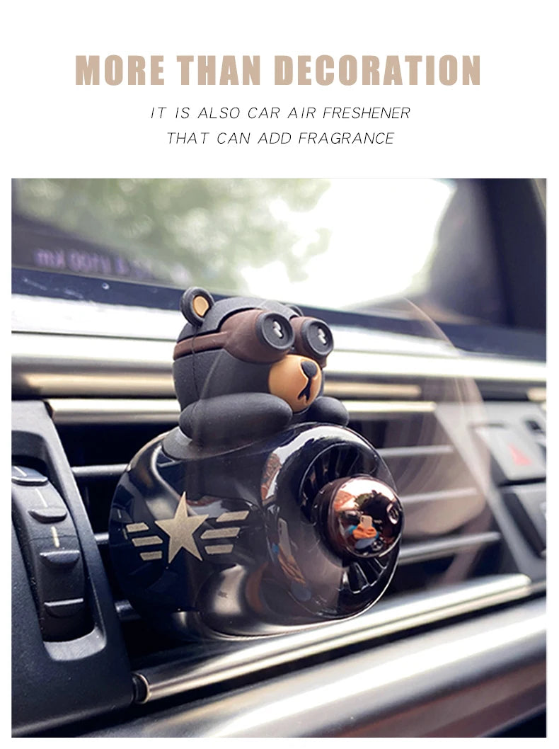 Odorless Car Air Freshener Vent Clip Bear Pilot Decor - Smarsty
