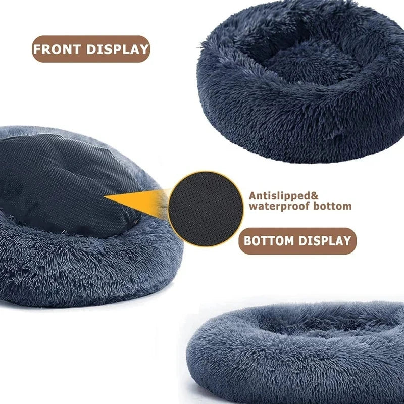 Super Soft Cat Bed Plush Donut Design for Comfort - Smarsty