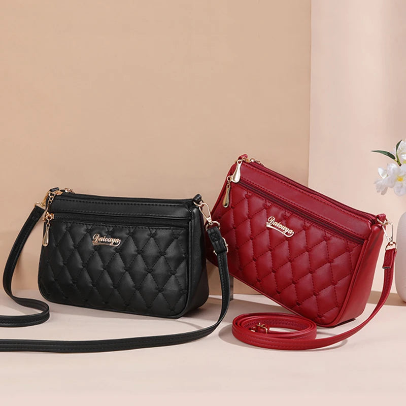 Embroidered Leather Messenger Bag for Women With Fur Accent - Smarsty