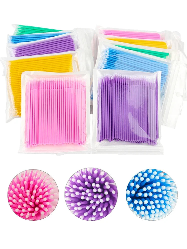 100Pcs Micro Cotton Swabs for Eyelash Cleaning - Smarsty