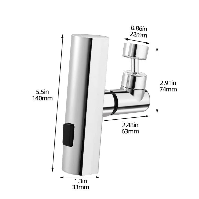 Universal Swivel Faucet with Three-Mode Splash Proof Nozzle - Smarsty