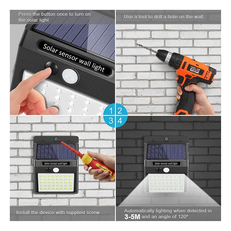 Solar Powered LED Motion Sensor Outdoor Wall Light - Smarsty