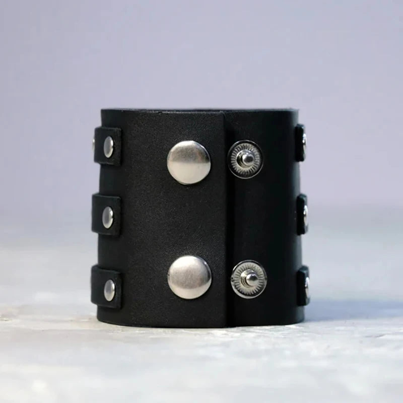 Vintage Leather Cuff Bracelet Adjustable Gothic Punk Jewelry - Smarsty