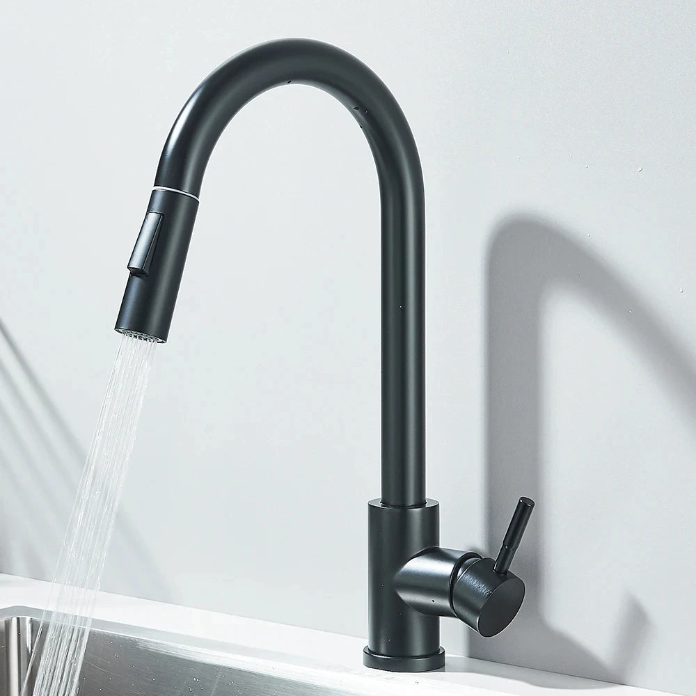 304 Chrome Kitchen Faucet with Pull-Out Spray Feature - Smarsty