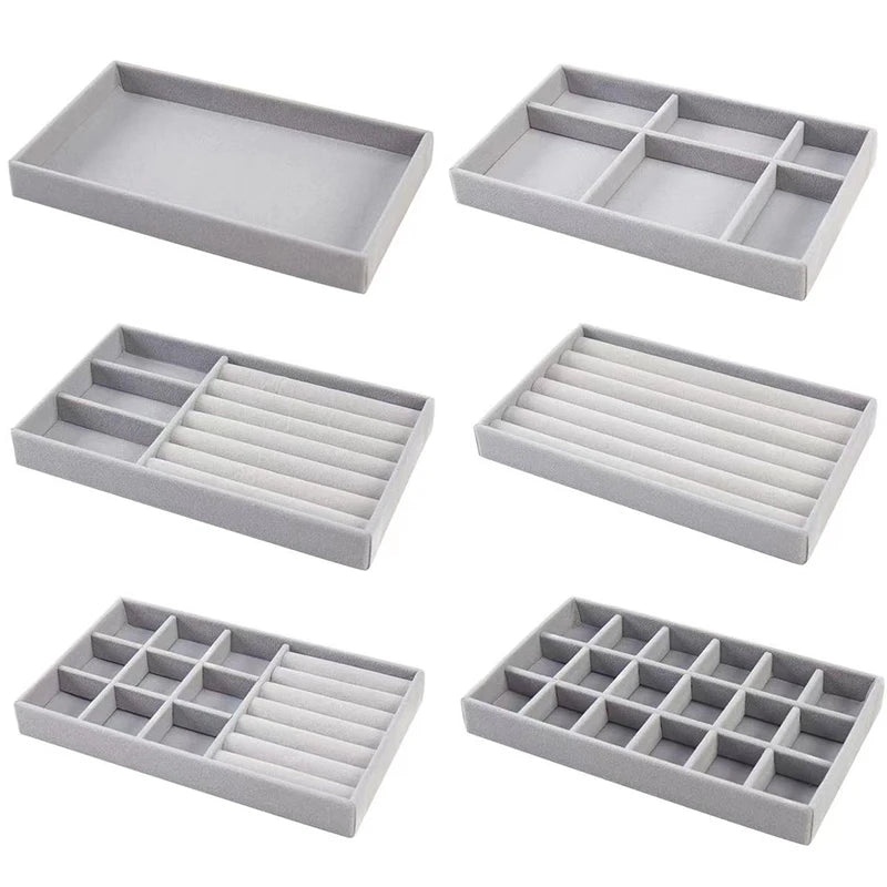 Velvet Jewelry Organizer Tray for Rings and Necklaces - Smarsty