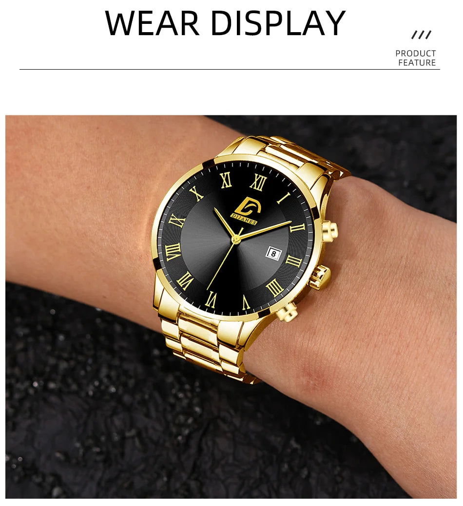 Luxury Minimalist Gold Quartz Watch for Men - Smarsty