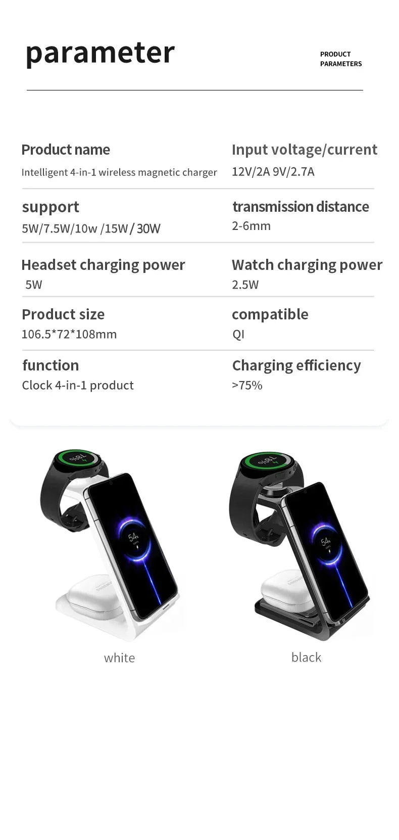 30W Ultrafast Wireless Charger Stand 3 in 1 with Holder - Smarsty