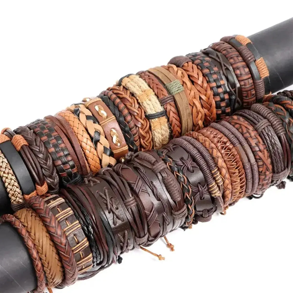 10PCS Unisex Leather Rope Bracelets Vintage Style Gift - Smarsty