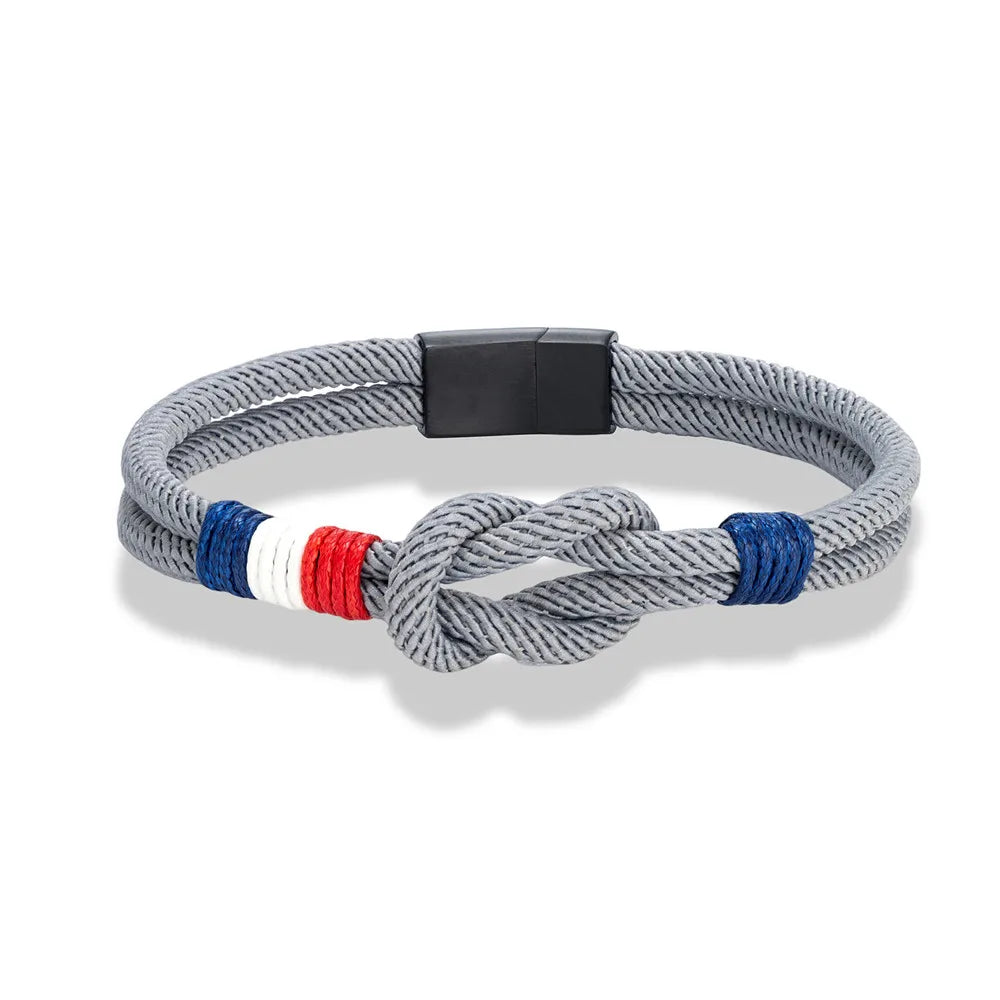 Black Stainless Steel Rope Bracelet Handmade Double Layer - Smarsty