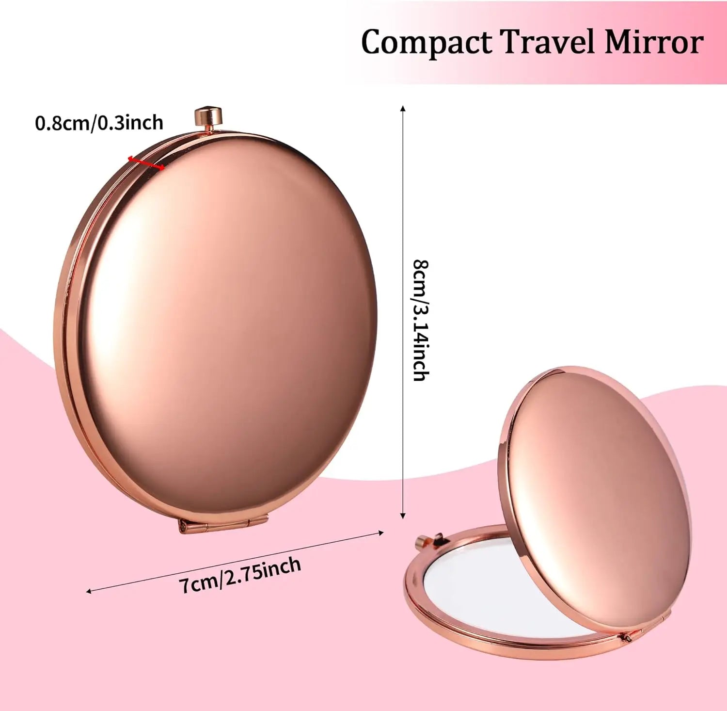 Rose Gold Double Sided Makeup Mirror Compact Design - Smarsty