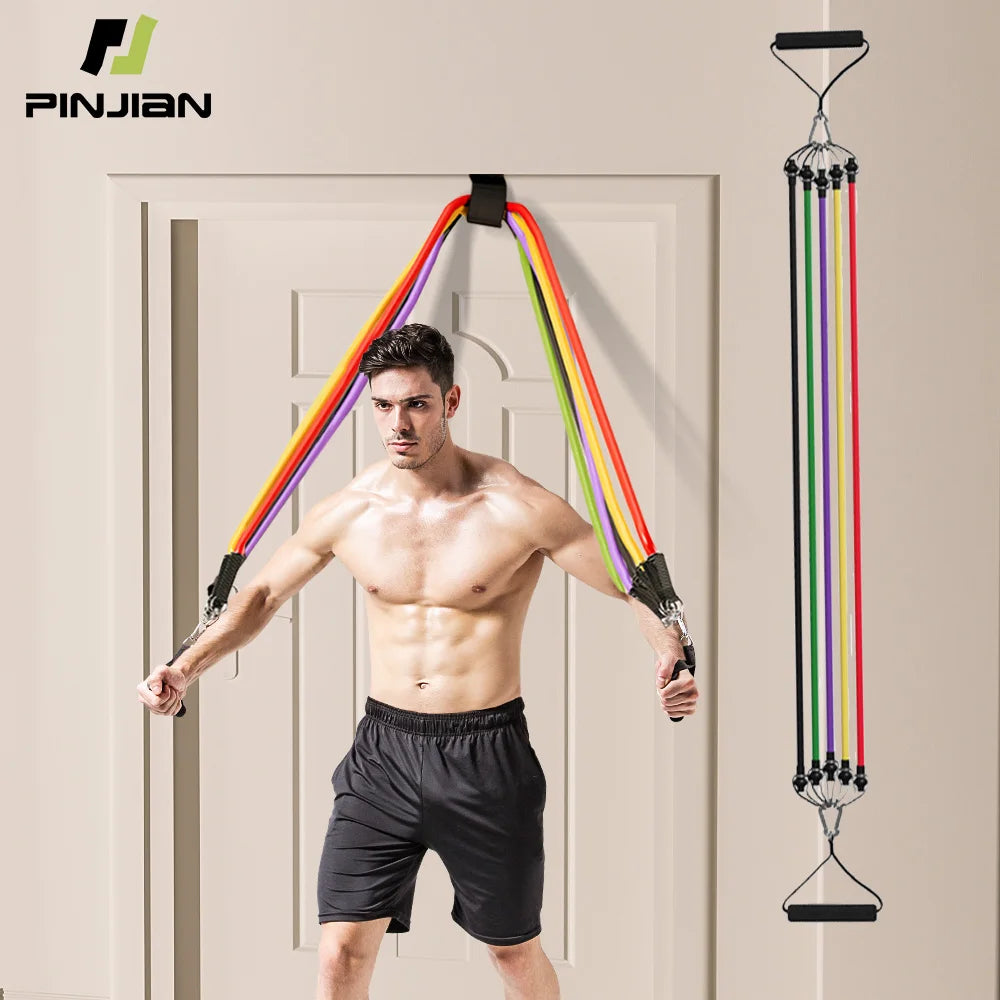 Bodybuilding Resistance Bands Set Multi-function Tensioner Suit Muscle Training Belt Elastic Bands Portable Fitness Equipment by Smarsty