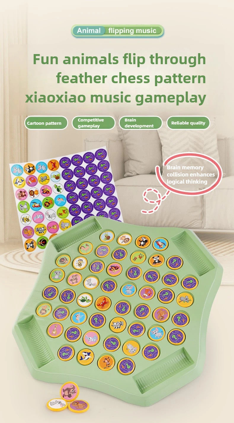 Kids Battle Chess Educational Toy Observation Concentration Training Fun Animal Flip Chess Parent-child Interactive Game Toys by Smarsty