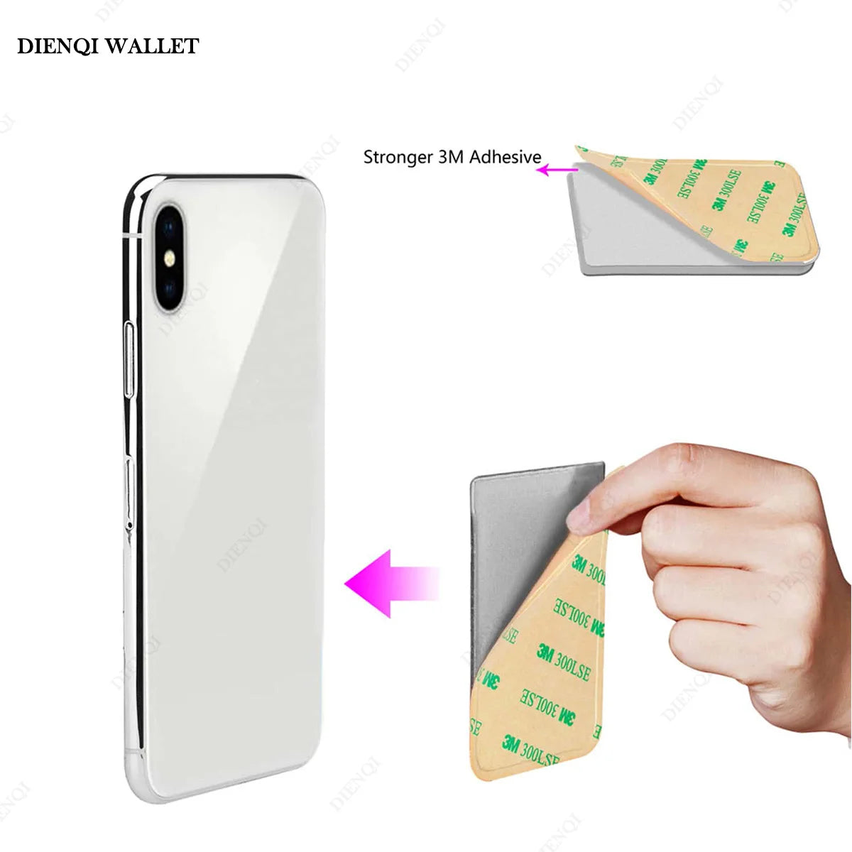 Fashion Elastic Cloth Cell Phone Card Holder Mobile Phone Wallet Case Credit ID Card Holder Adhesive Sticker Pocket Money Bag