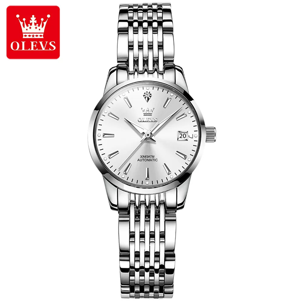 OLEVS Ladies Automatic Wristwatch Waterproof Stainless Steel - Smarsty