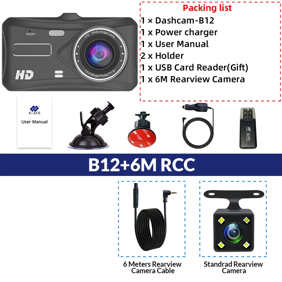 1080P Dash Cam With Night Vision Front And Rear Recording - Smarsty