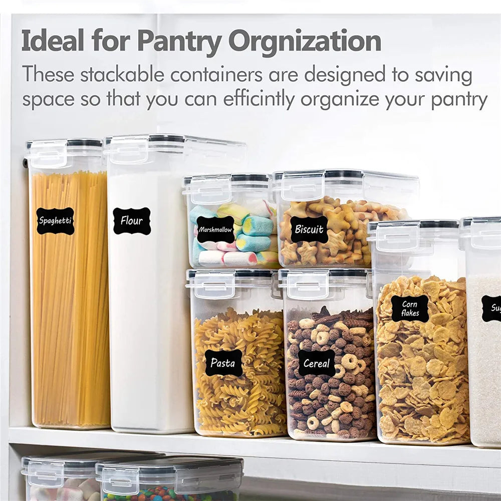 Kitchen 7pcs Food Containers Set BPA Free Plastic Airtight Storage Box With 10stickers and Pen by Smarsty