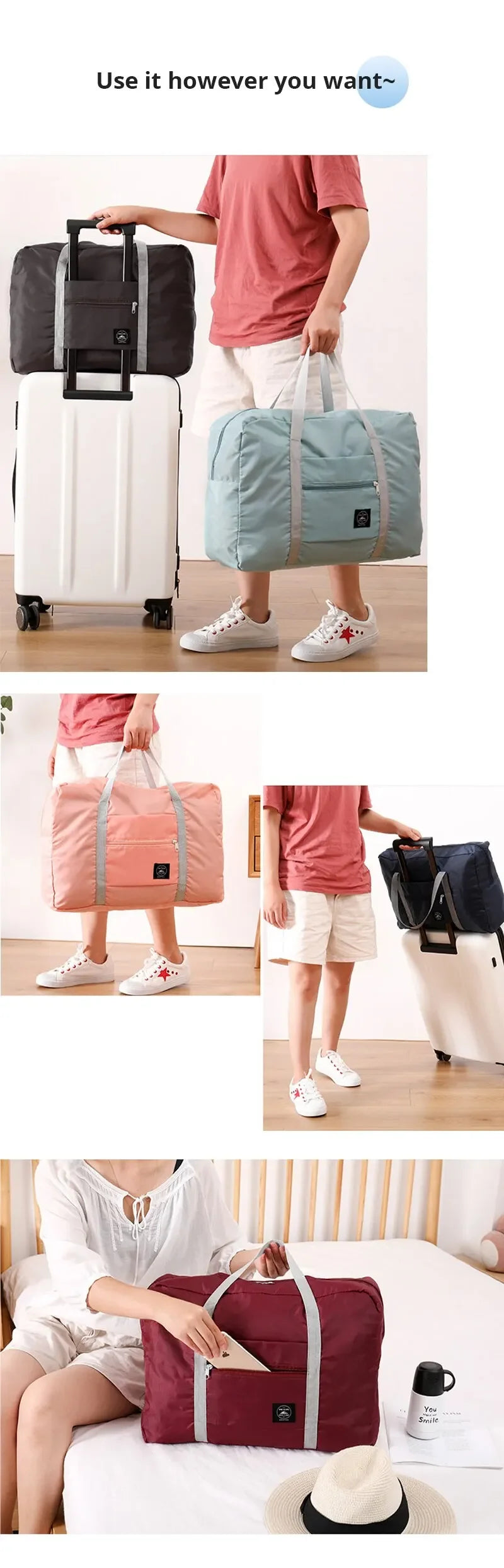 Foldable Travel Duffel Bags Two Pack For Carry On Luggage - Smarsty