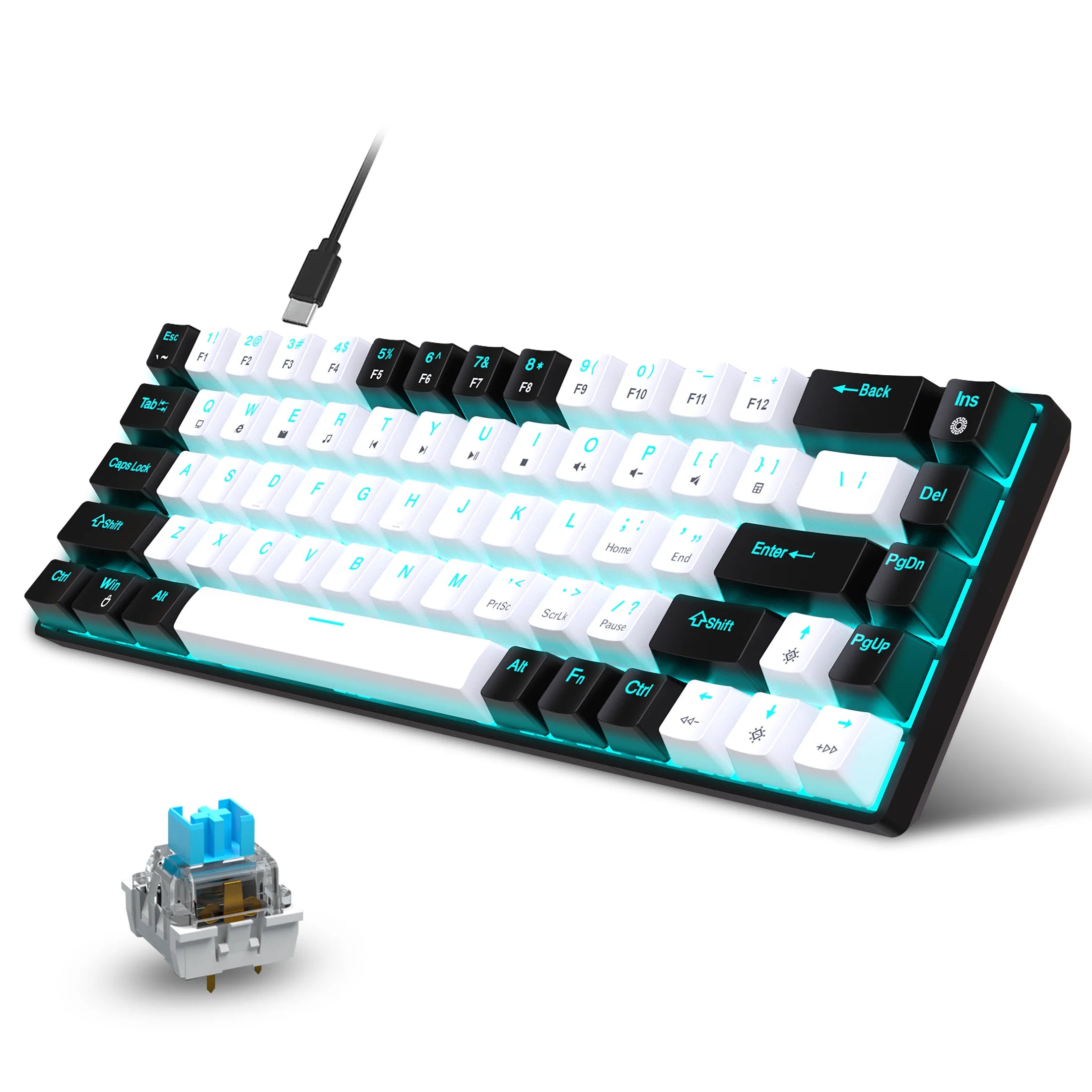 68 Keys Mechanical Keyboard With Ergonomic RGB Backlight