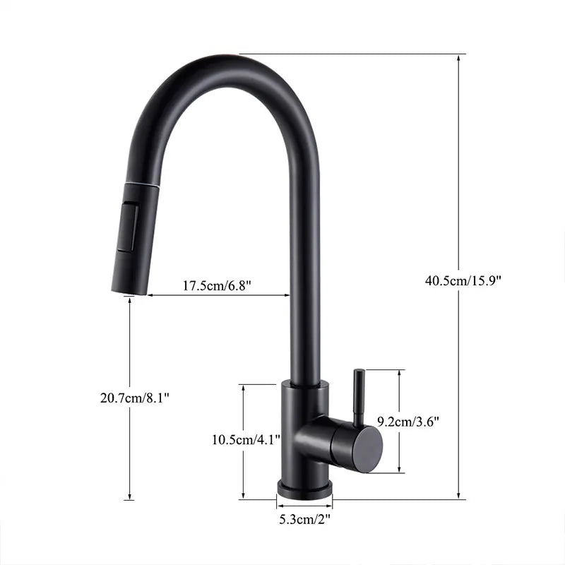 Black Kitchen Faucet with Pull Out Spray Versatile Hot and Cold Water - Smarsty
