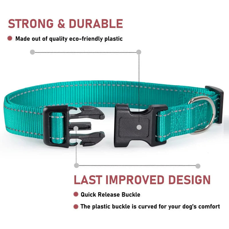 Reflective Nylon Dog Collar With Adjustable Safety Feature - Smarsty