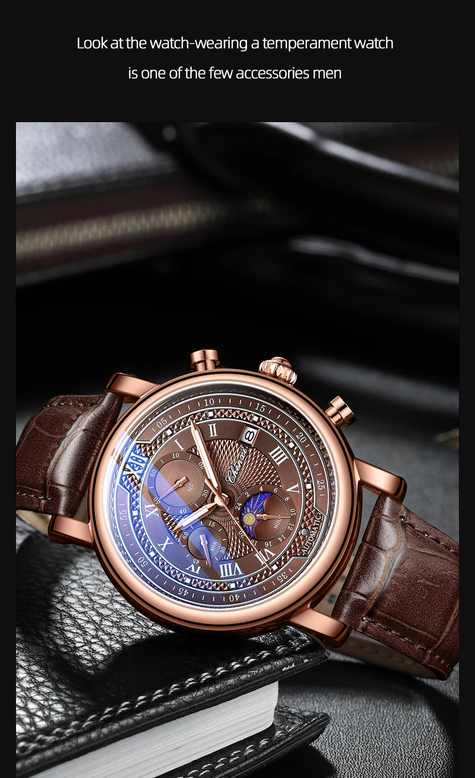Chenxi Leather Chronograph Quartz Watch for Men - Smarsty