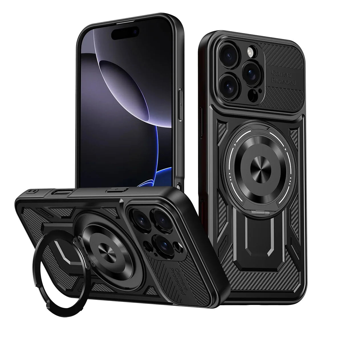 360° Rotatable Magnetic Phone Case for iPhone 16 15 14 13 12 11 Pro Max With Kickstand Shockproof Anti-Drop Cover for Magsafe